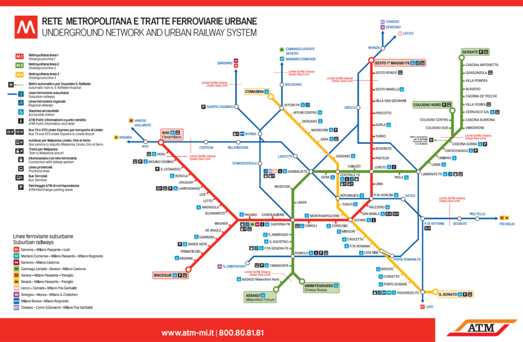 plan de métro milanais